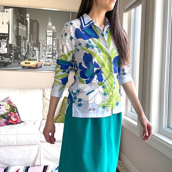 Vintage floral dagger collar shirt - Picture 3 of 15